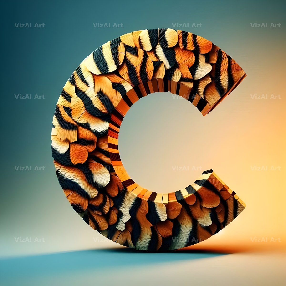 Tiger Stripe Leather alphabet letter C