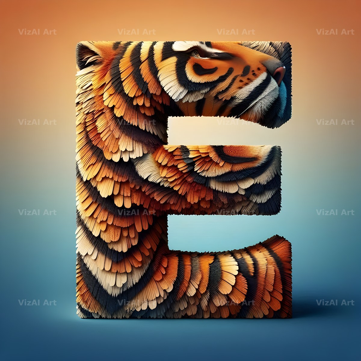 Tiger Stripe Leather alphabet letter E
