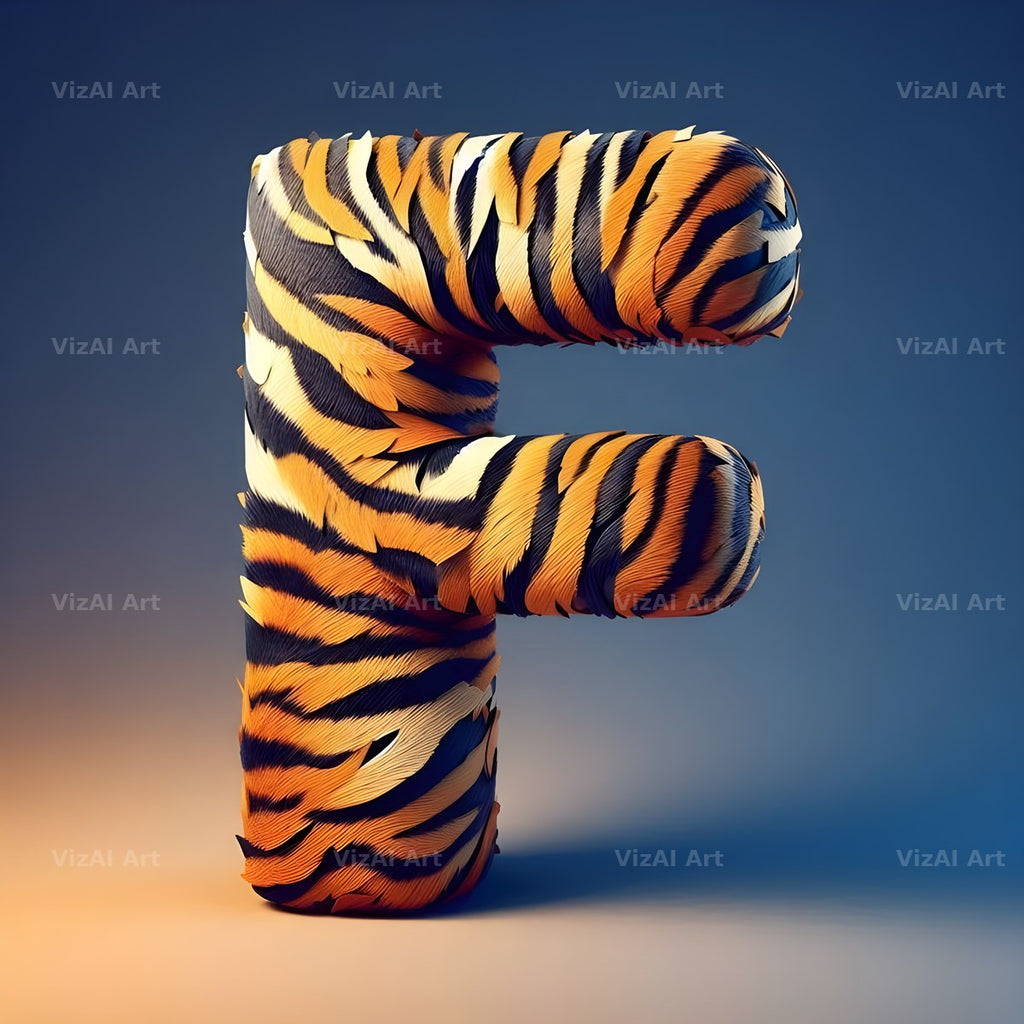 Tiger Stripe Leather alphabet letter F