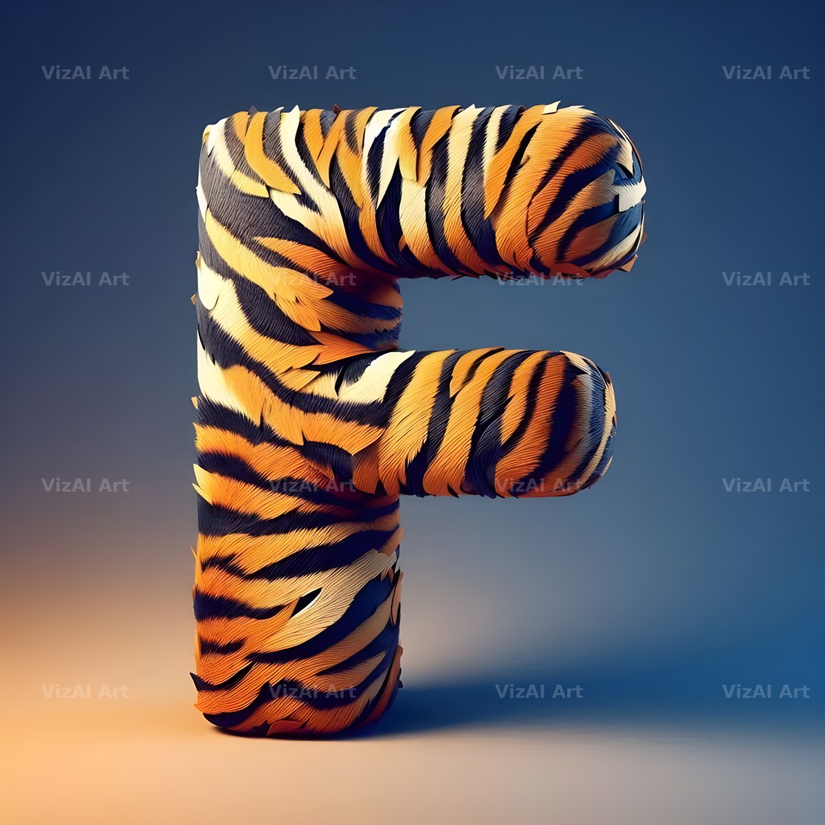 Tiger Stripe Leather alphabet letter F