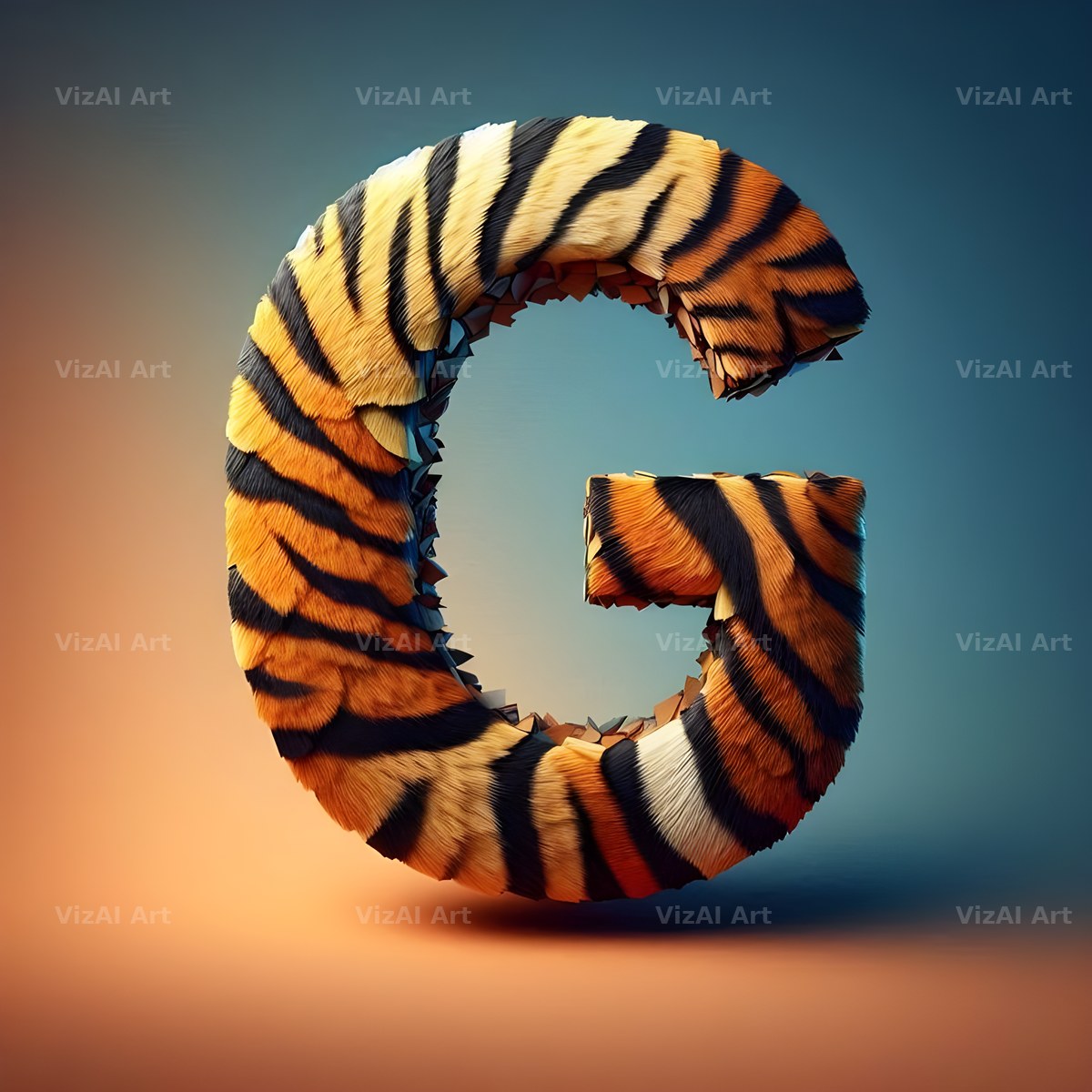 Tiger Stripe Leather alphabet letter G