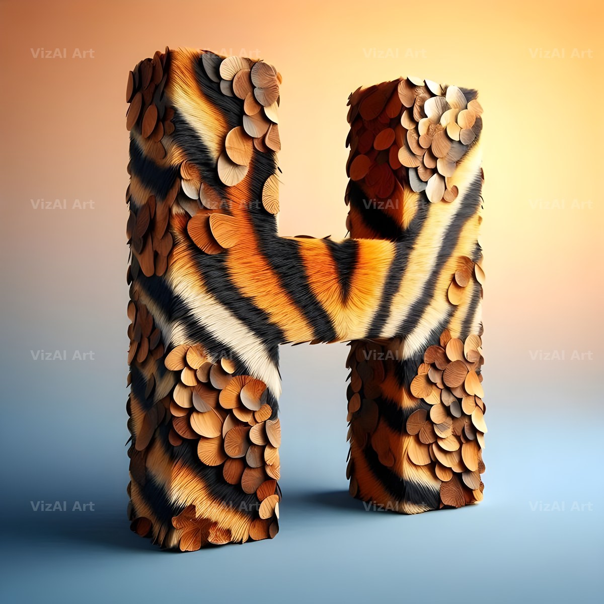 Tiger Stripe Leather alphabet letter H