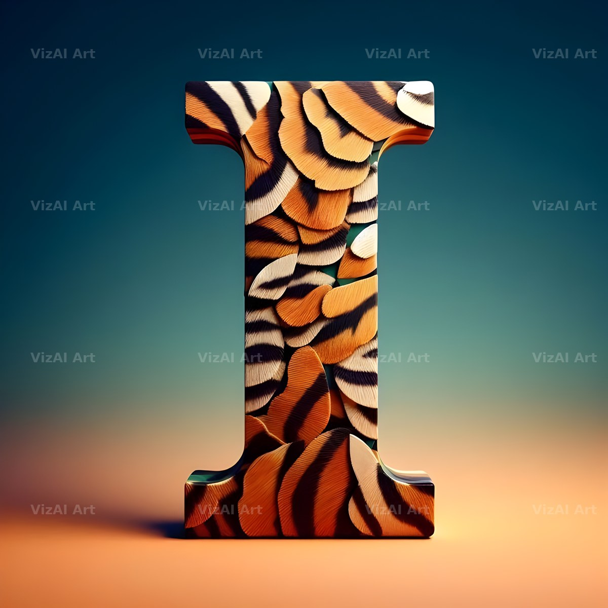 Tiger Stripe Leather alphabet letter I