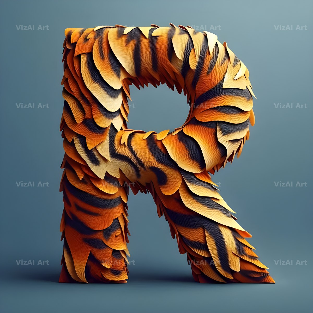 Tiger Stripe Leather alphabet letter R