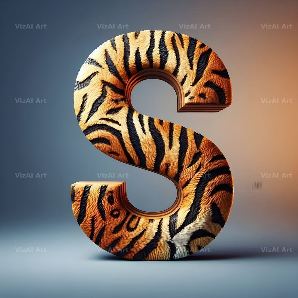 Tiger Stripe Leather alphabet letter S
