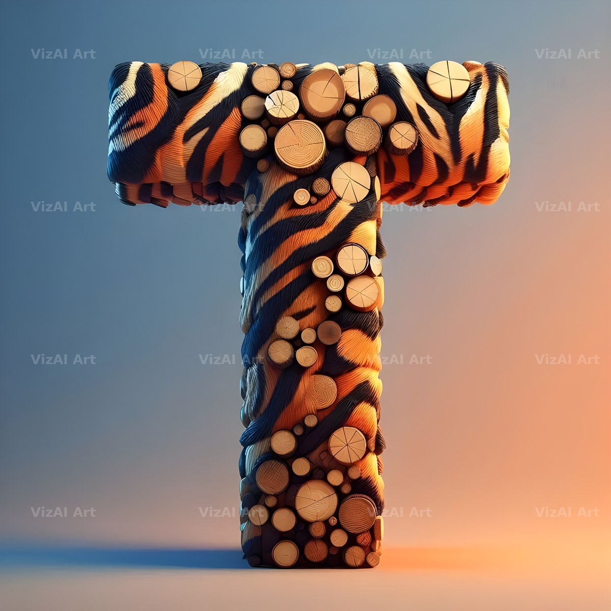 Tiger Stripe Leather alphabet letter T
