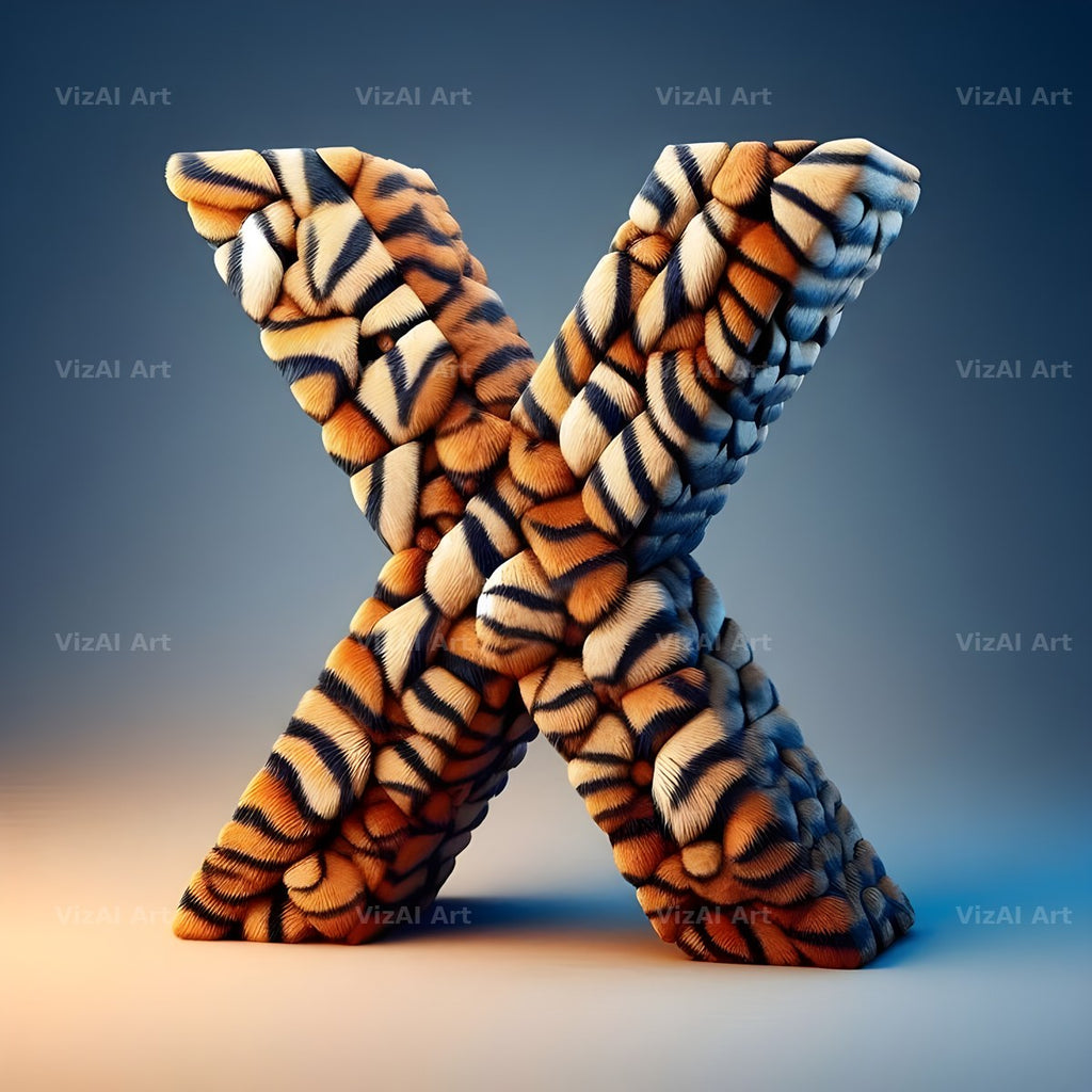 Tiger Stripe Leather alphabet letter X
