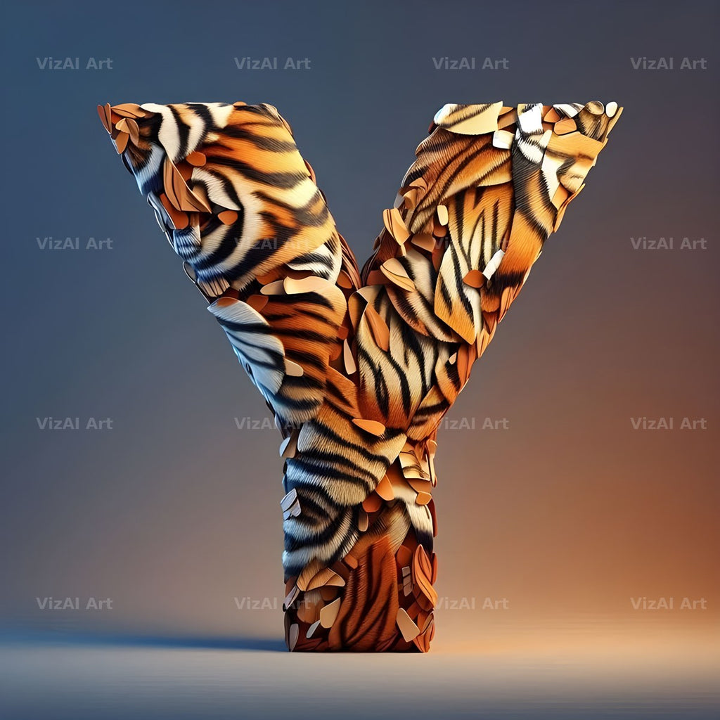 Tiger Stripe Leather alphabet letter Y