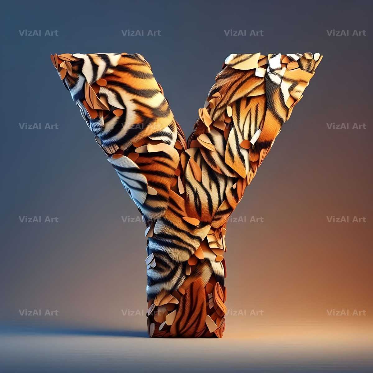 Tiger Stripe Leather alphabet letter Y