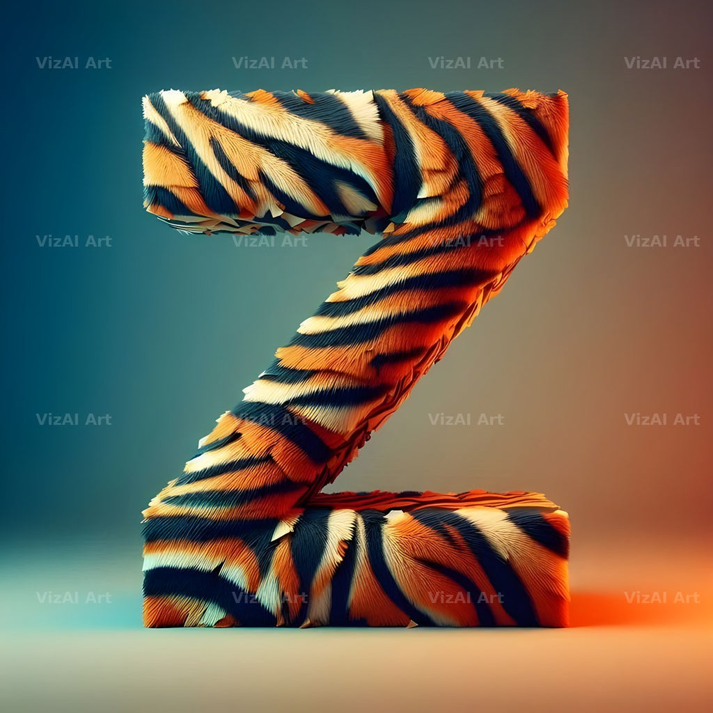 Tiger Stripe Leather alphabet letter Z