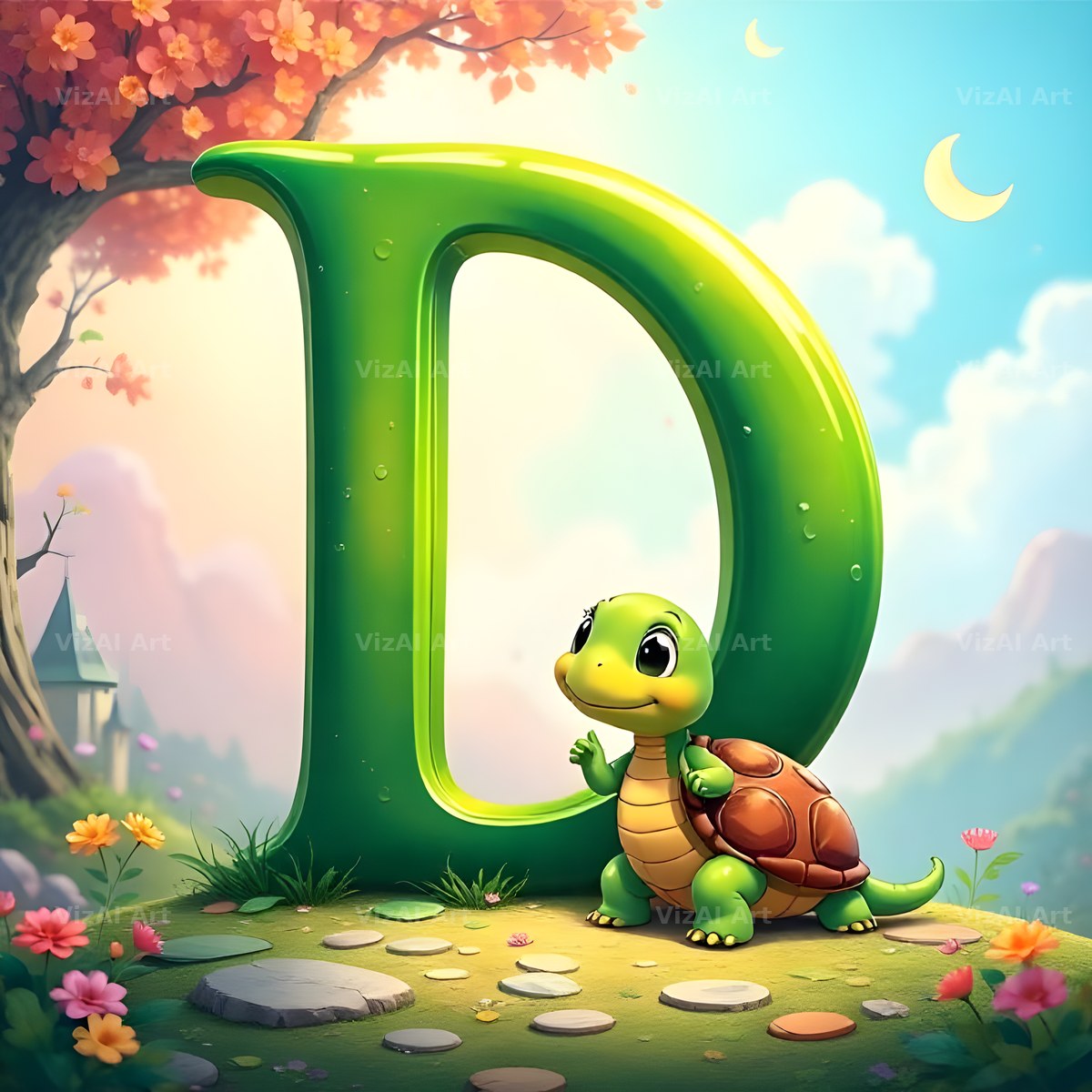 Turtle Meadow Tale alphabet letter D