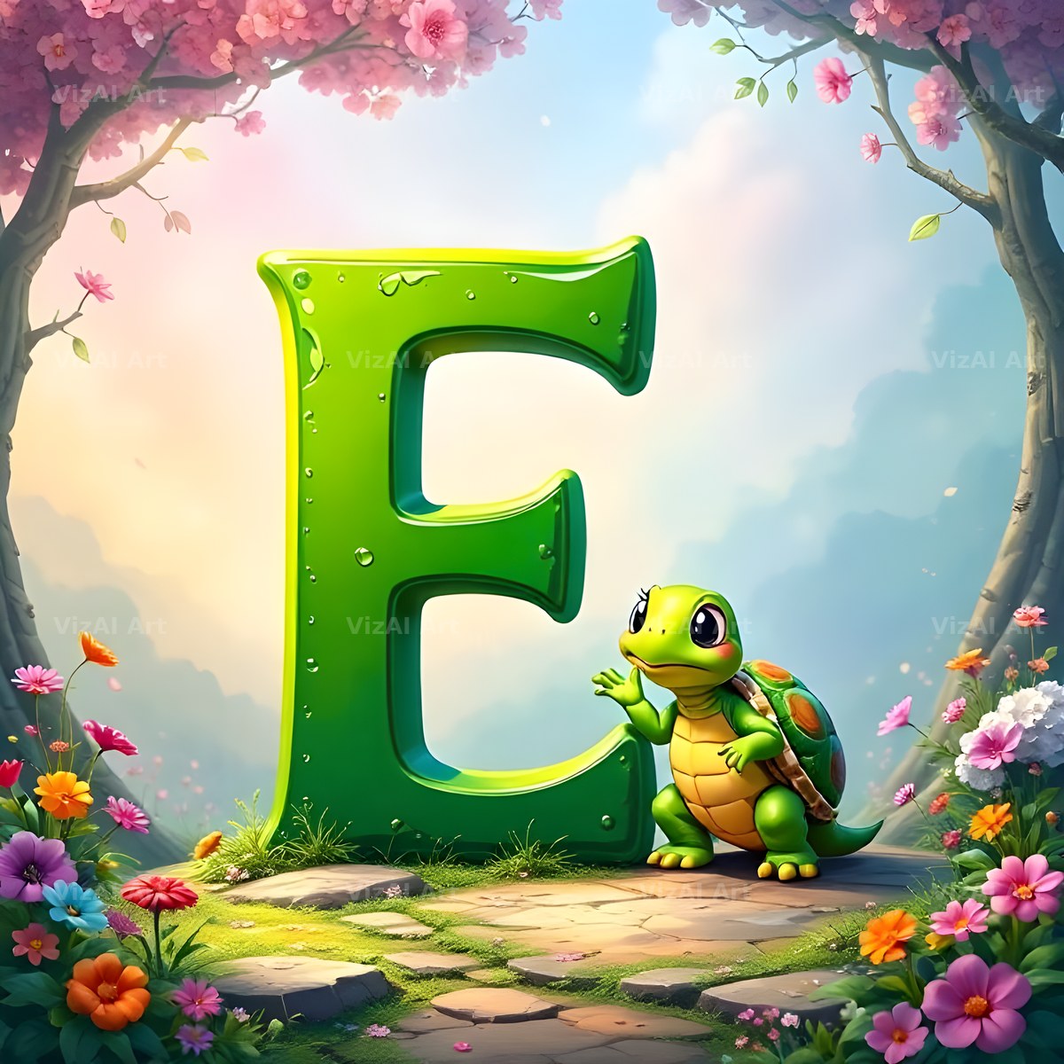 Turtle Meadow Tale alphabet letter E