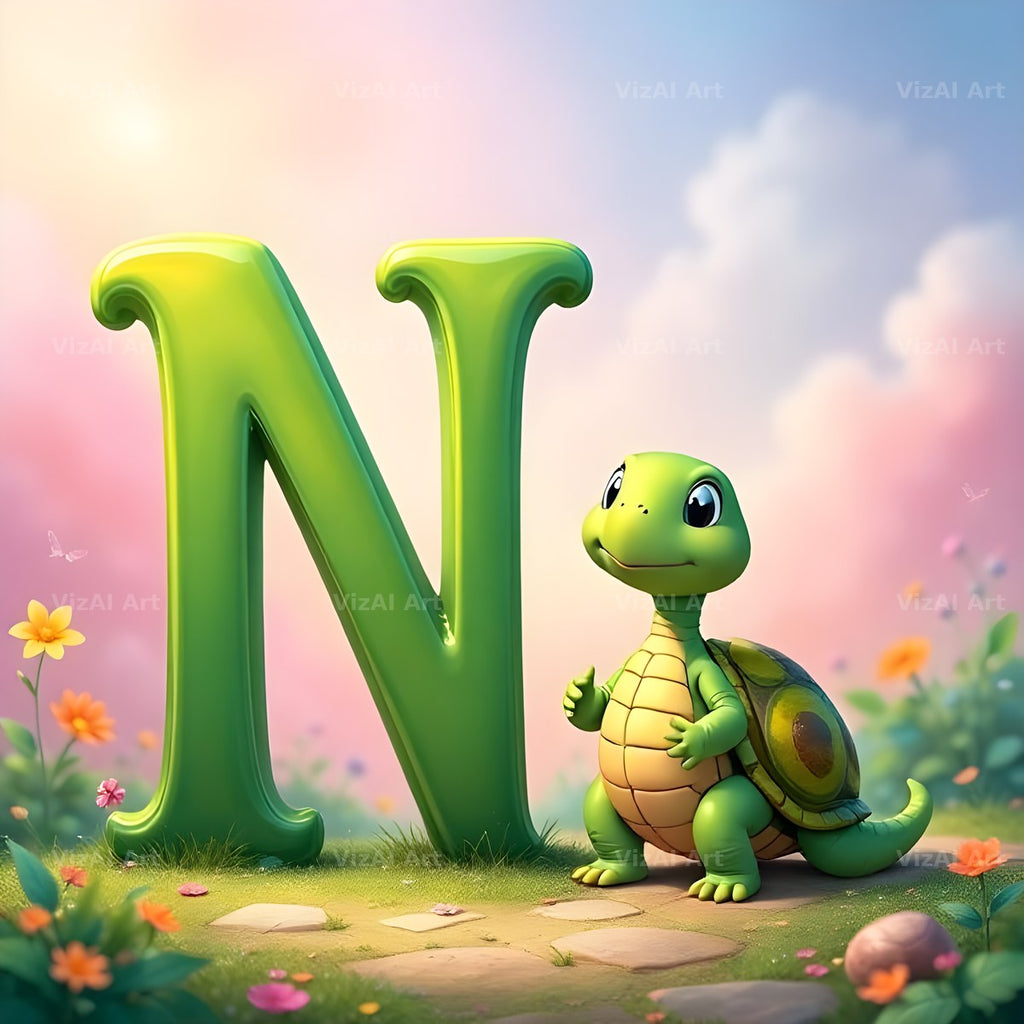 Turtle Meadow Tale alphabet letter N