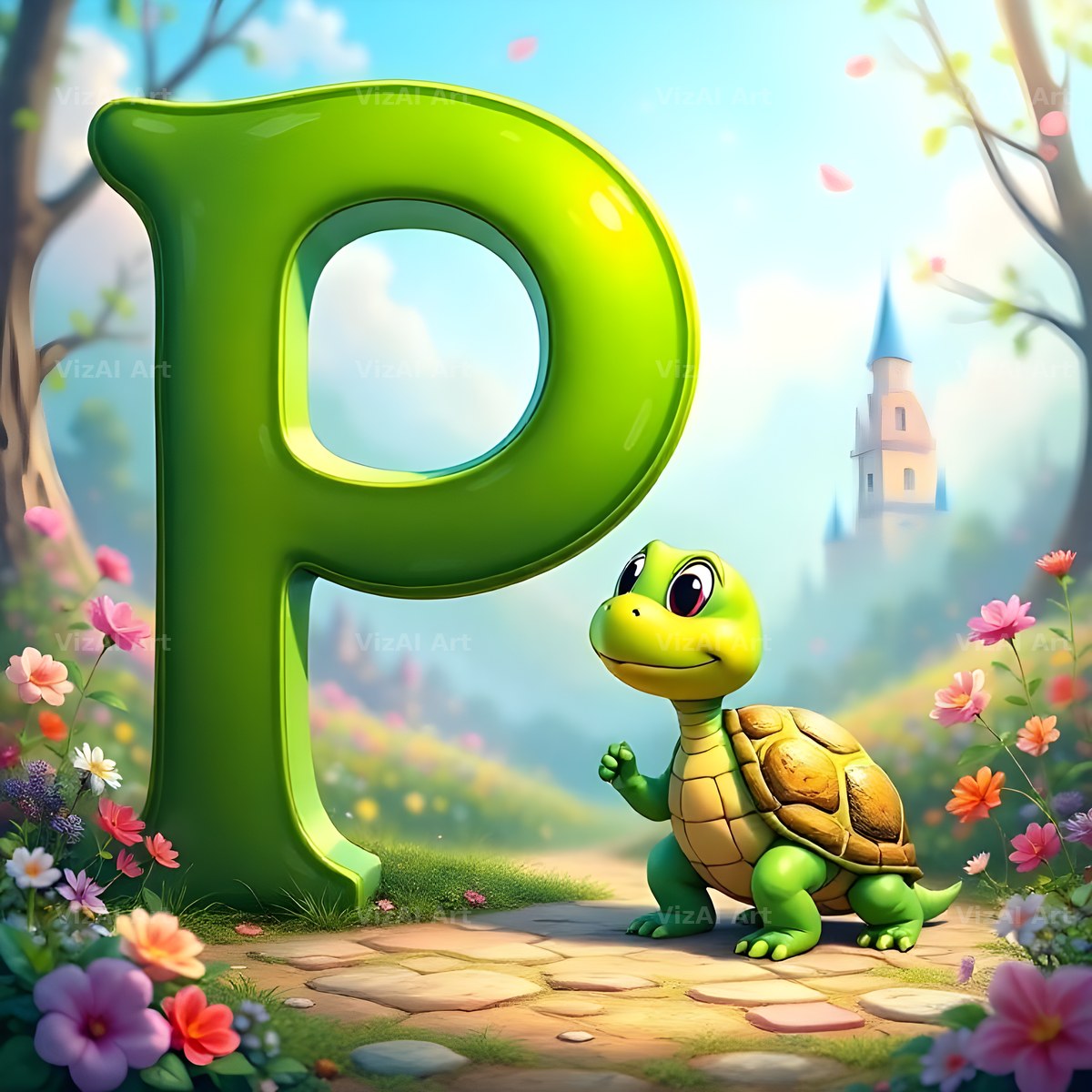 Turtle Meadow Tale alphabet letter P