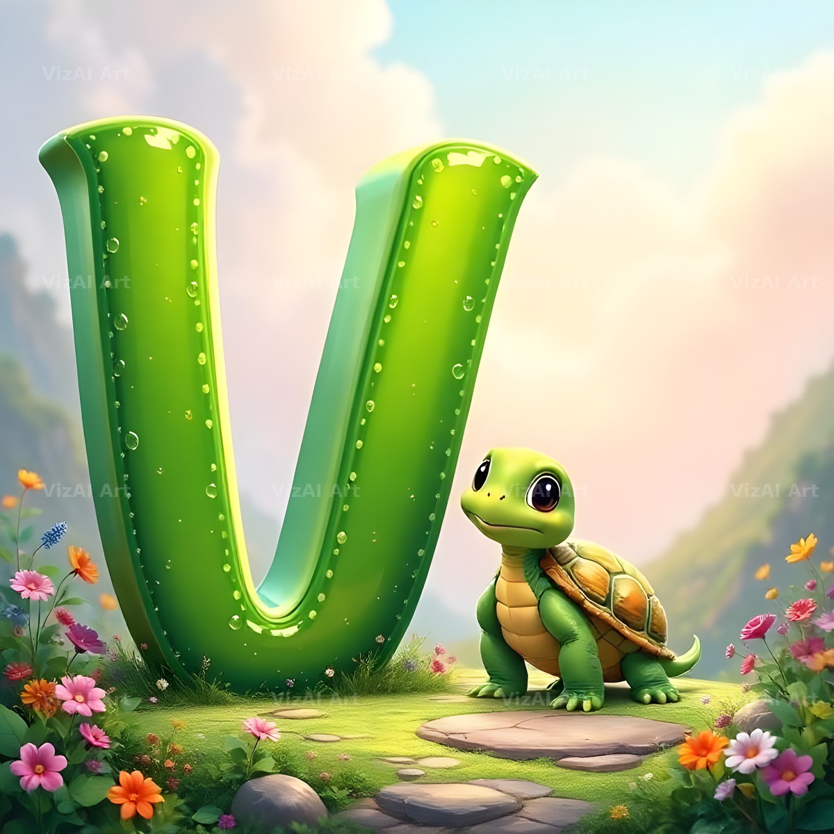 Turtle Meadow Tale alphabet letter V