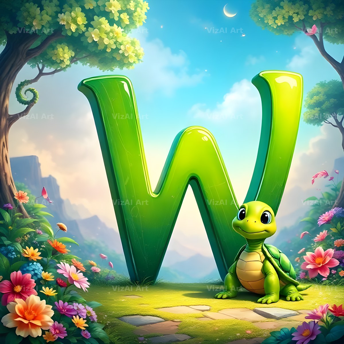 Turtle Meadow Tale alphabet letter W