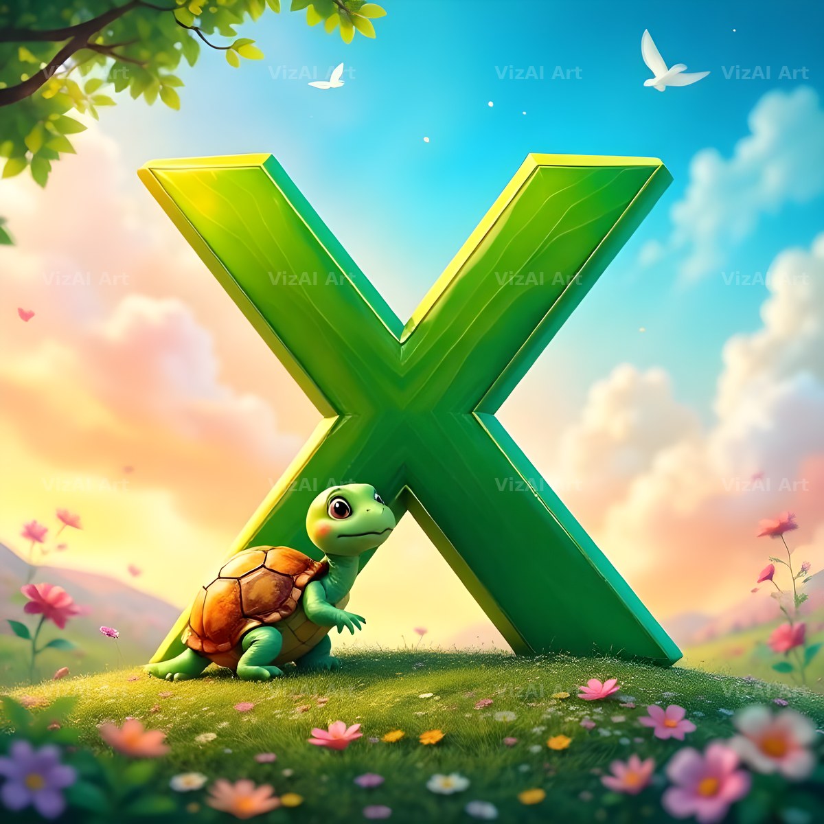 Turtle Meadow Tale alphabet letter X