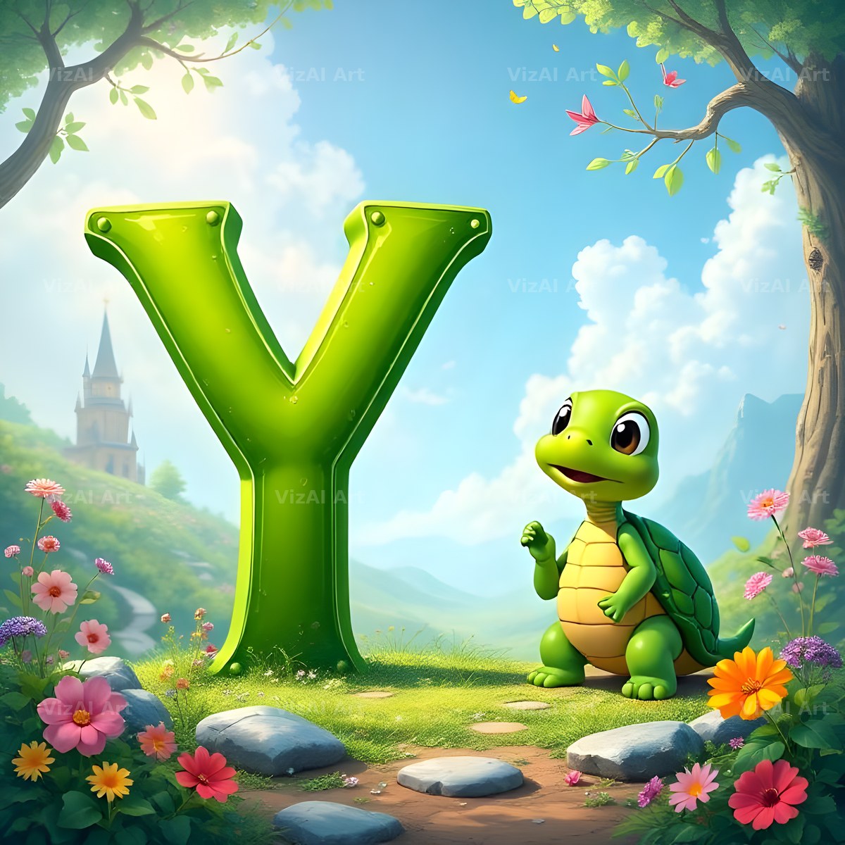 Turtle Meadow Tale alphabet letter Y