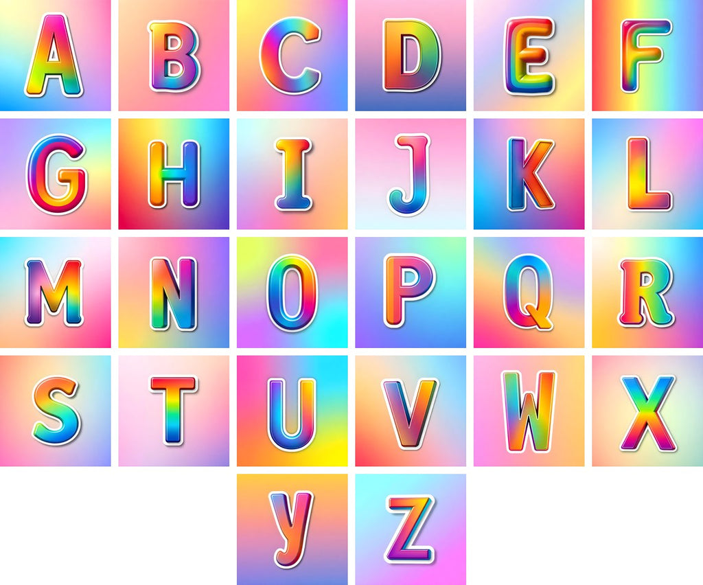 Sticker Rainbow Pop alphabet — all 26 letters
