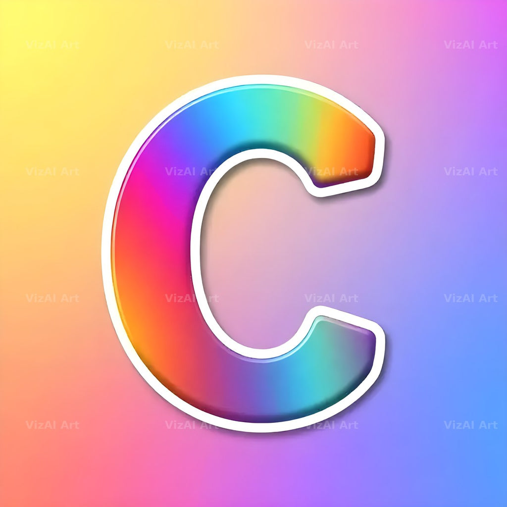 Sticker Rainbow Pop alphabet letter C