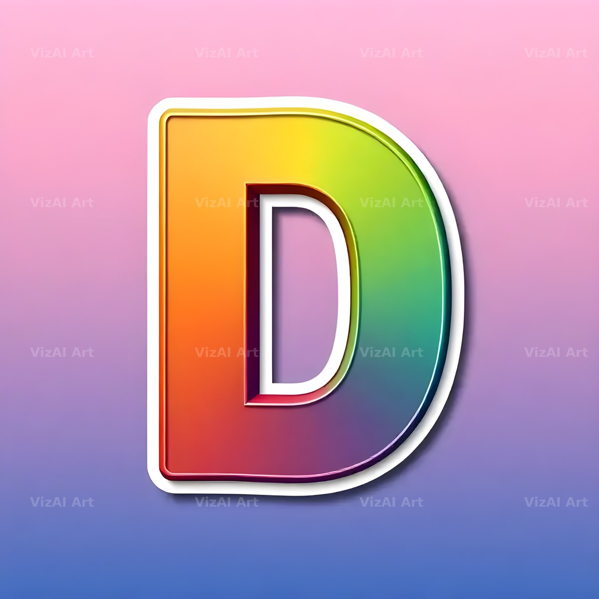 Sticker Rainbow Pop alphabet letter D