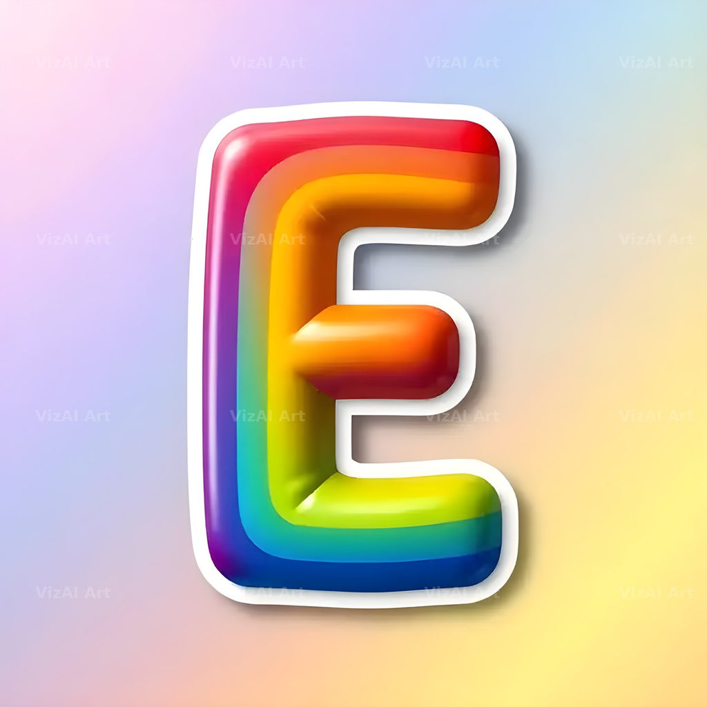 Sticker Rainbow Pop alphabet letter E