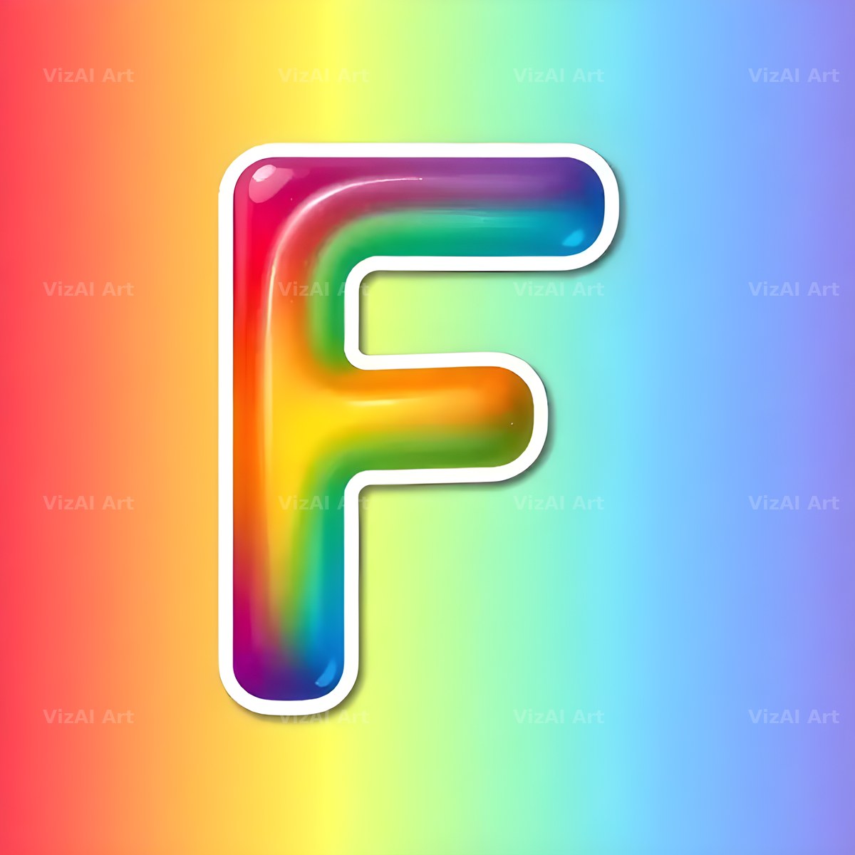 Sticker Rainbow Pop alphabet letter F