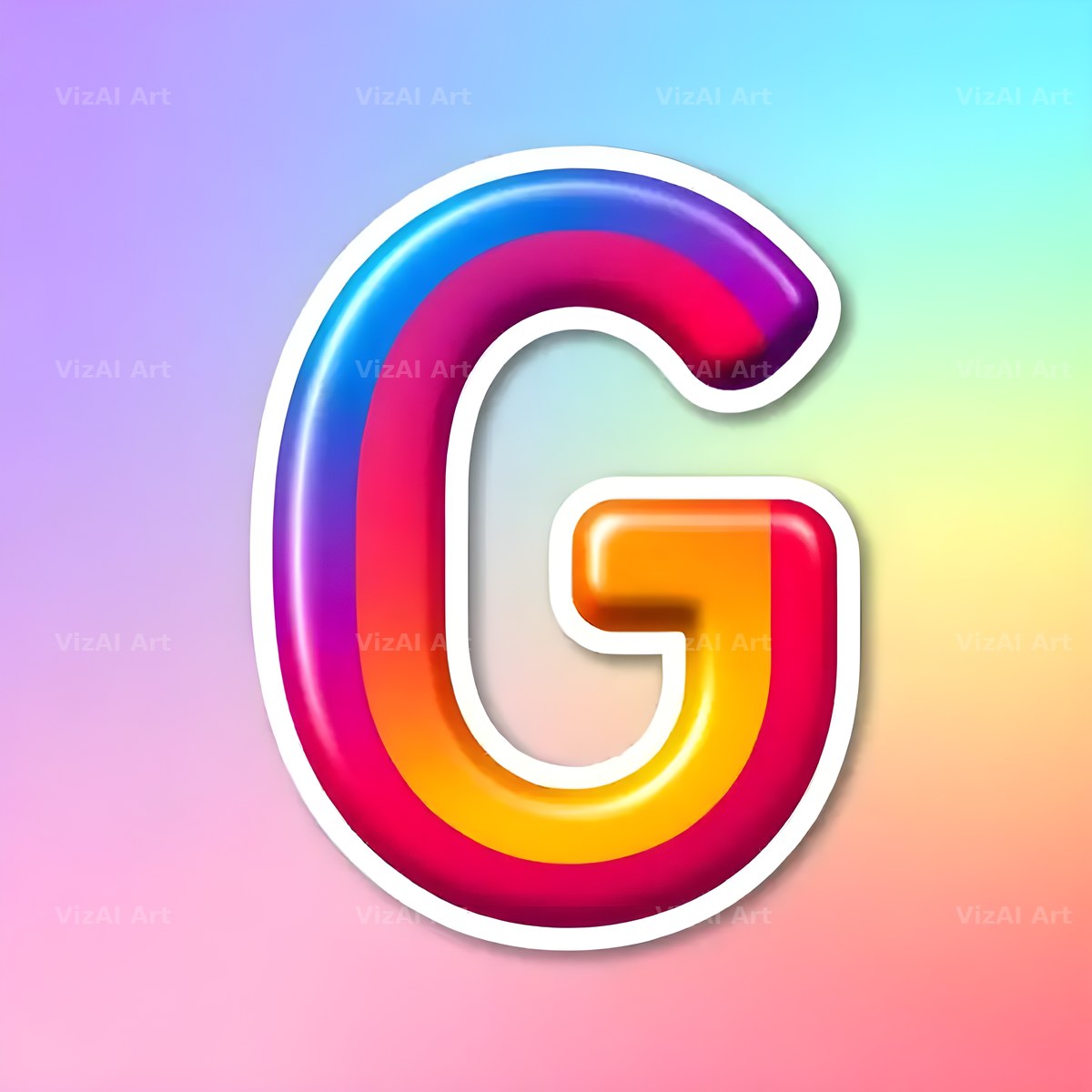 Sticker Rainbow Pop alphabet letter G