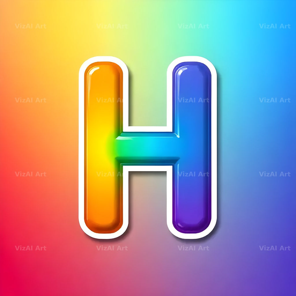 Sticker Rainbow Pop alphabet letter H