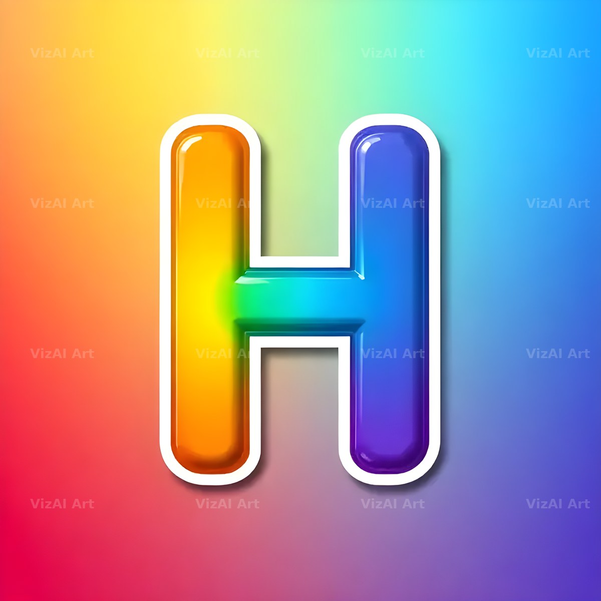 Sticker Rainbow Pop alphabet letter H