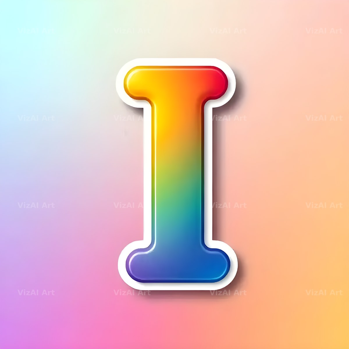 Sticker Rainbow Pop alphabet letter I