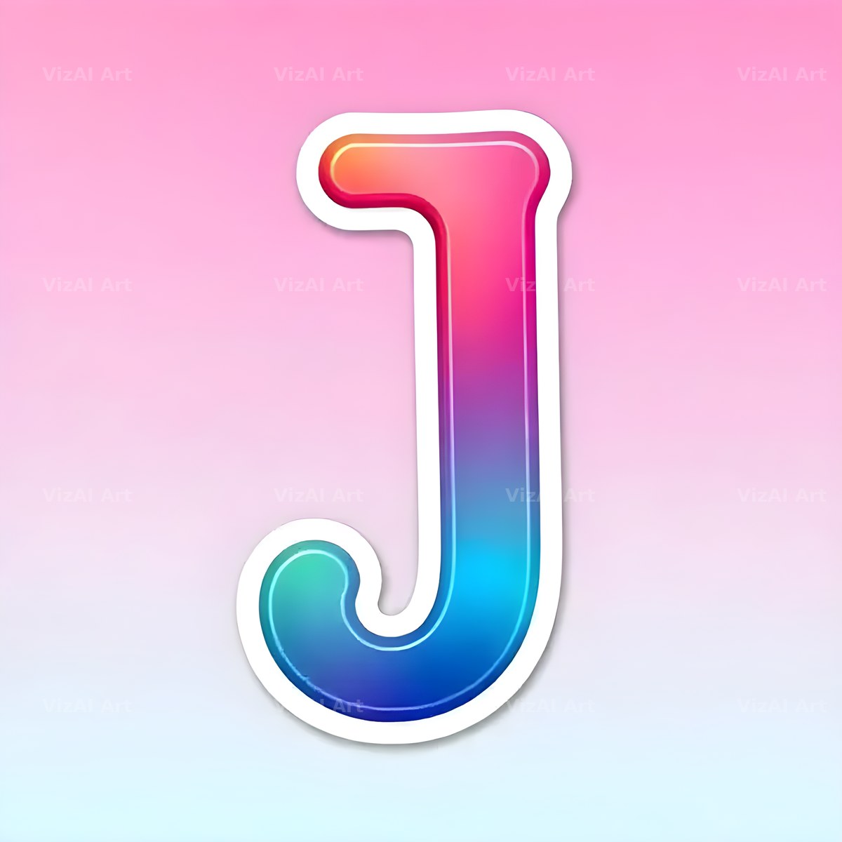 Sticker Rainbow Pop alphabet letter J