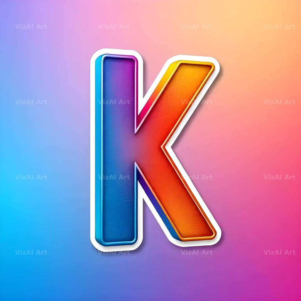 Sticker Rainbow Pop alphabet letter K