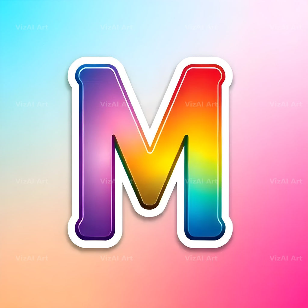 Sticker Rainbow Pop alphabet letter M