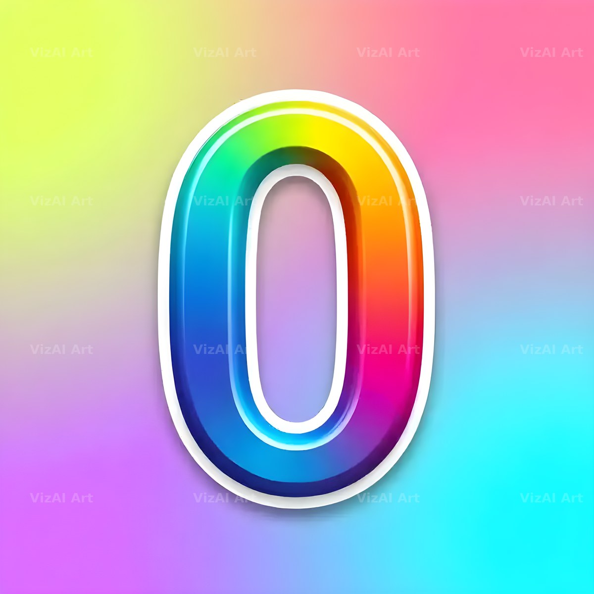 Sticker Rainbow Pop alphabet letter O