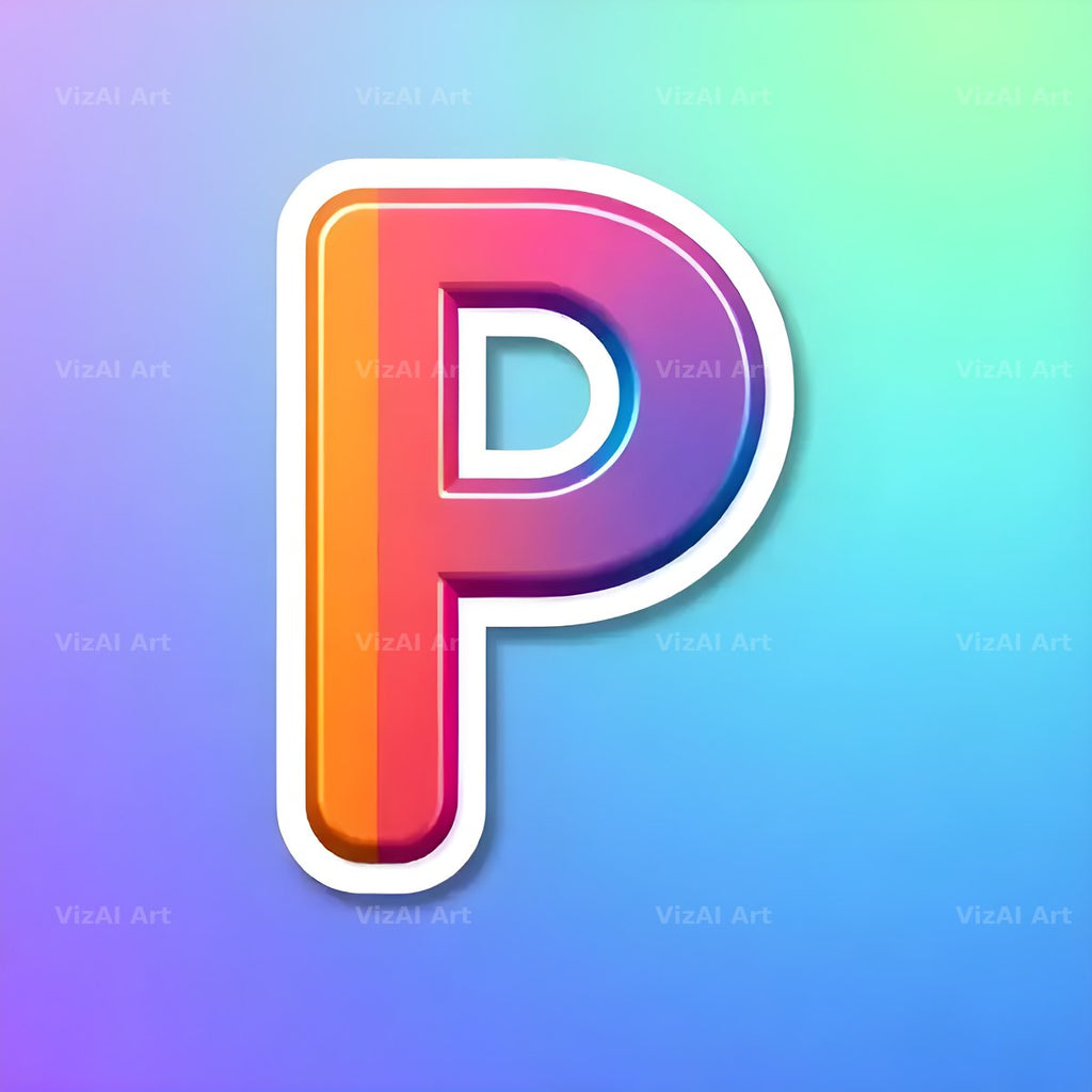 Sticker Rainbow Pop alphabet letter P