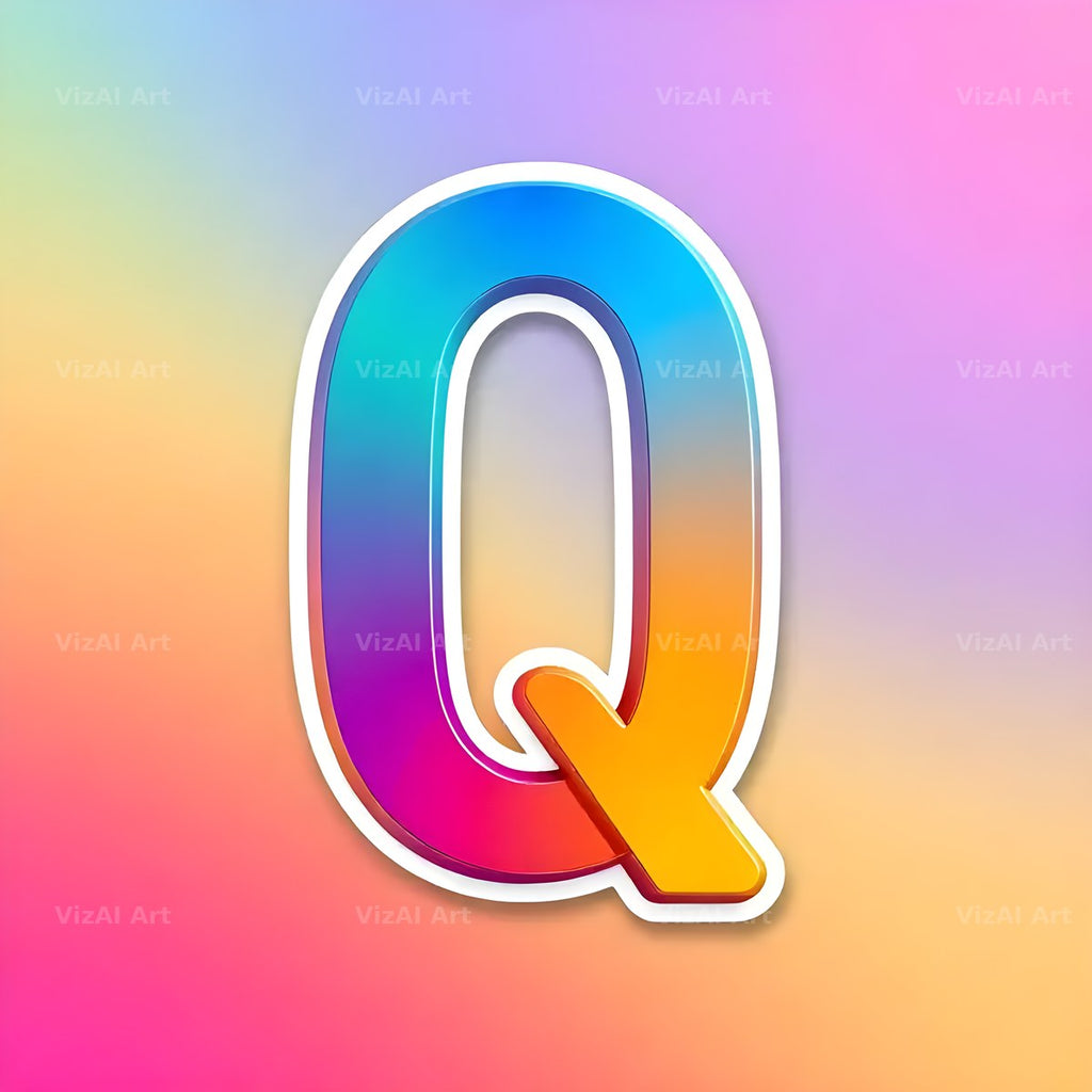 Sticker Rainbow Pop alphabet letter Q