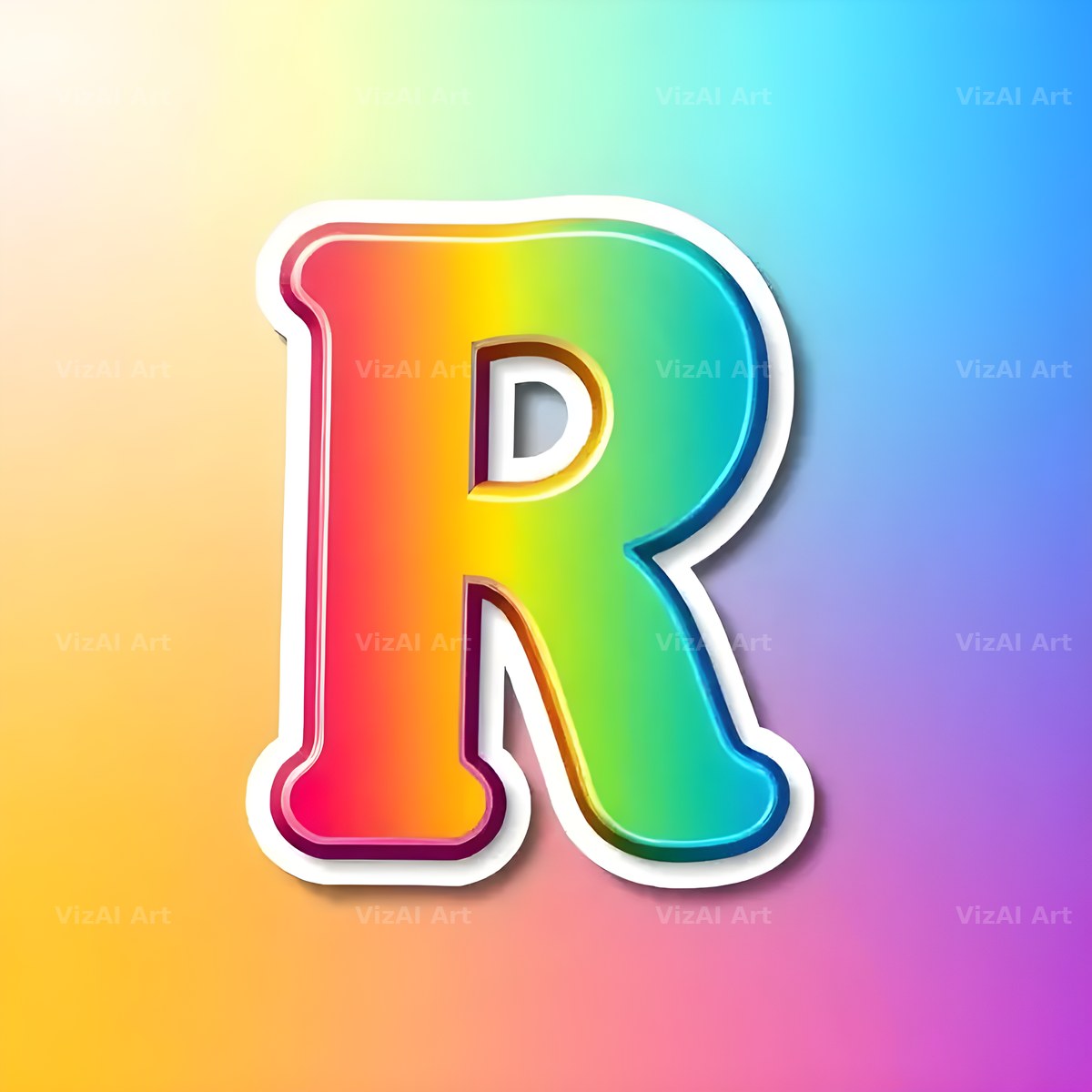 Sticker Rainbow Pop alphabet letter R