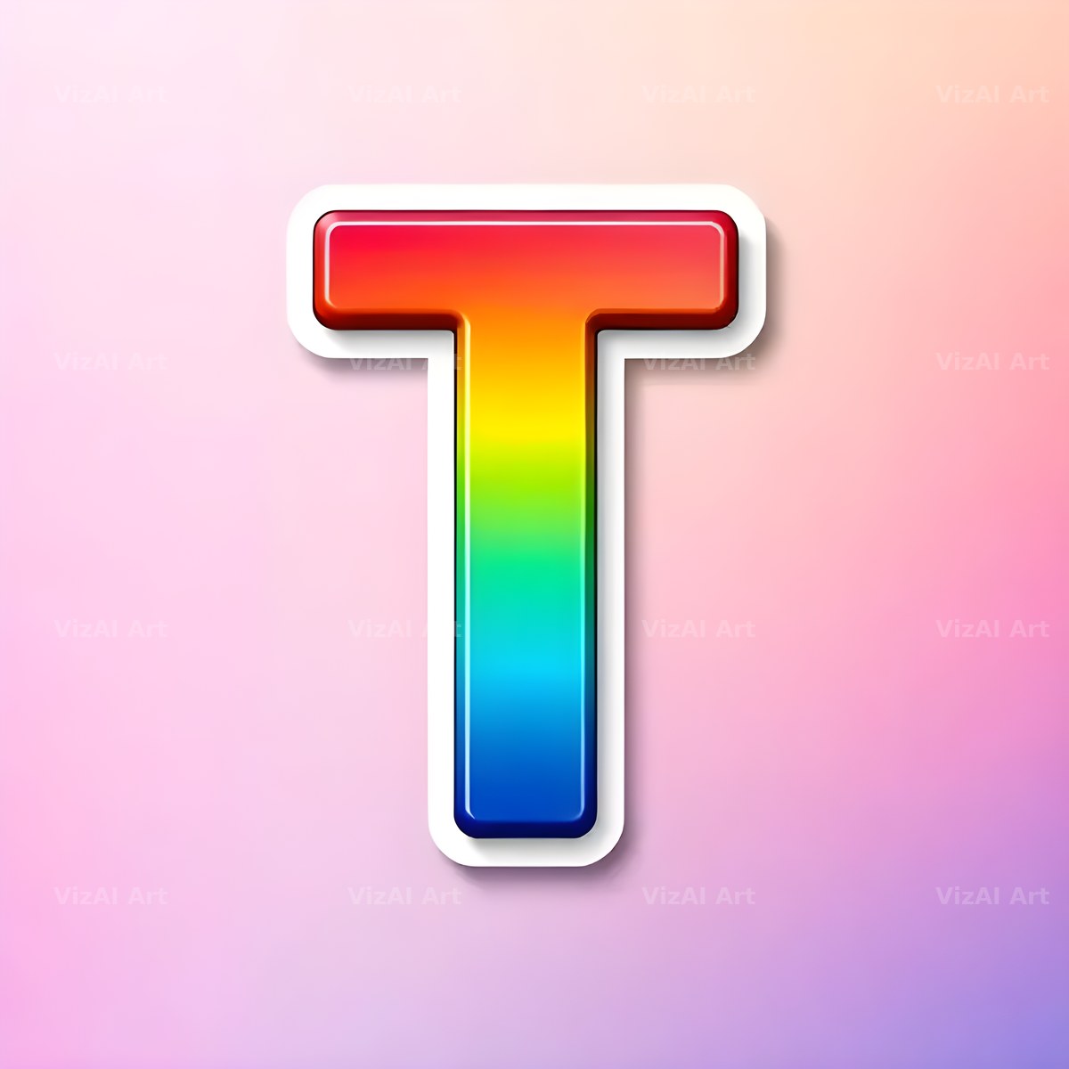 Sticker Rainbow Pop alphabet letter T