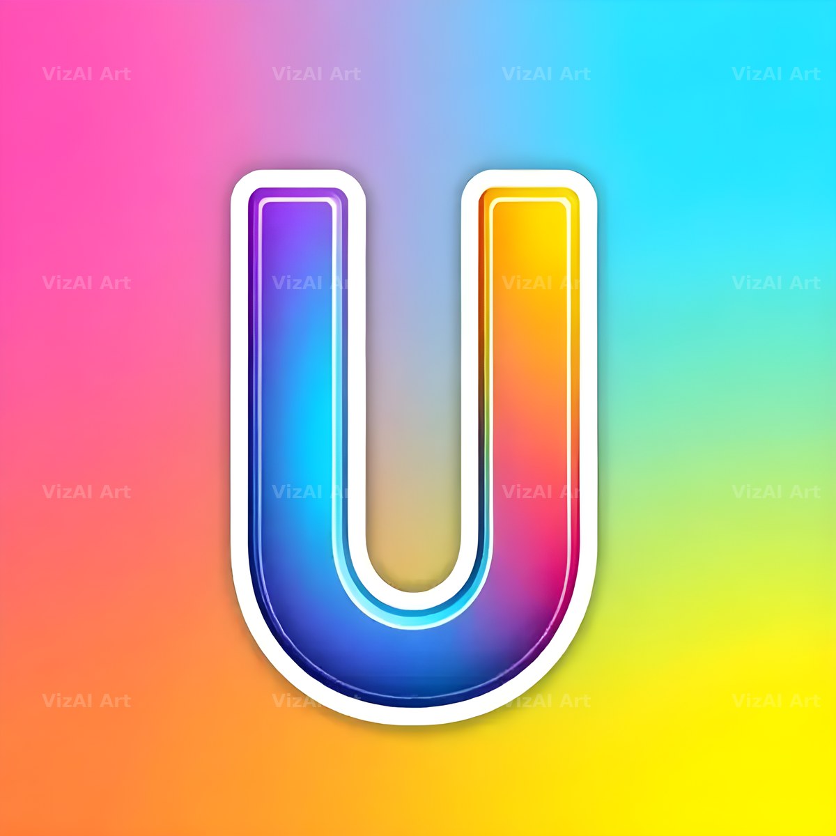 Sticker Rainbow Pop alphabet letter U