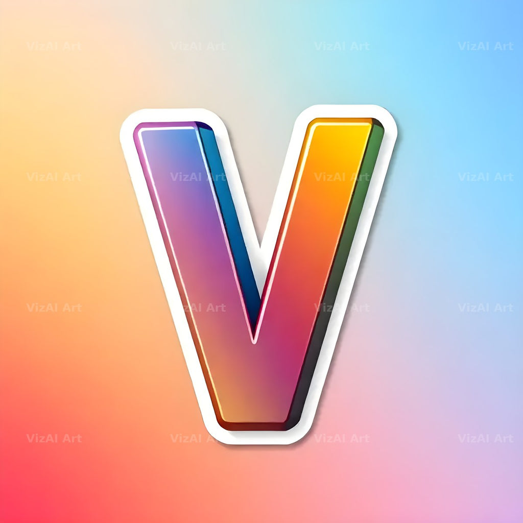 Sticker Rainbow Pop alphabet letter V