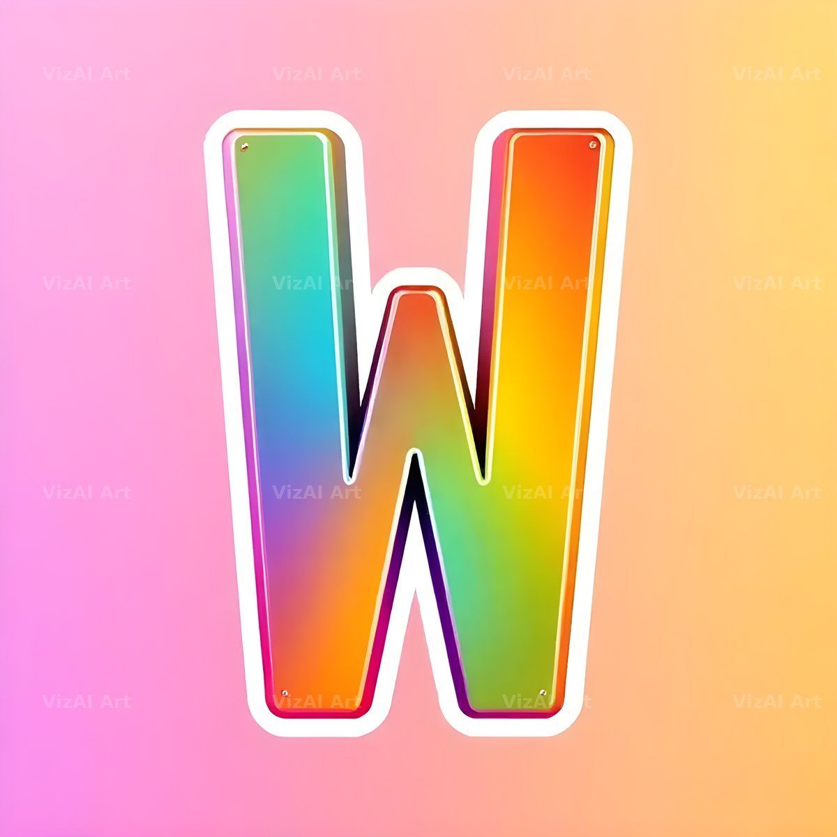 Sticker Rainbow Pop alphabet letter W