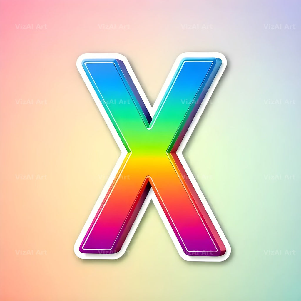 Sticker Rainbow Pop alphabet letter X