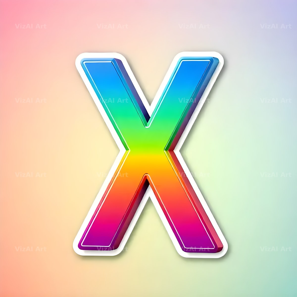 Sticker Rainbow Pop alphabet letter X
