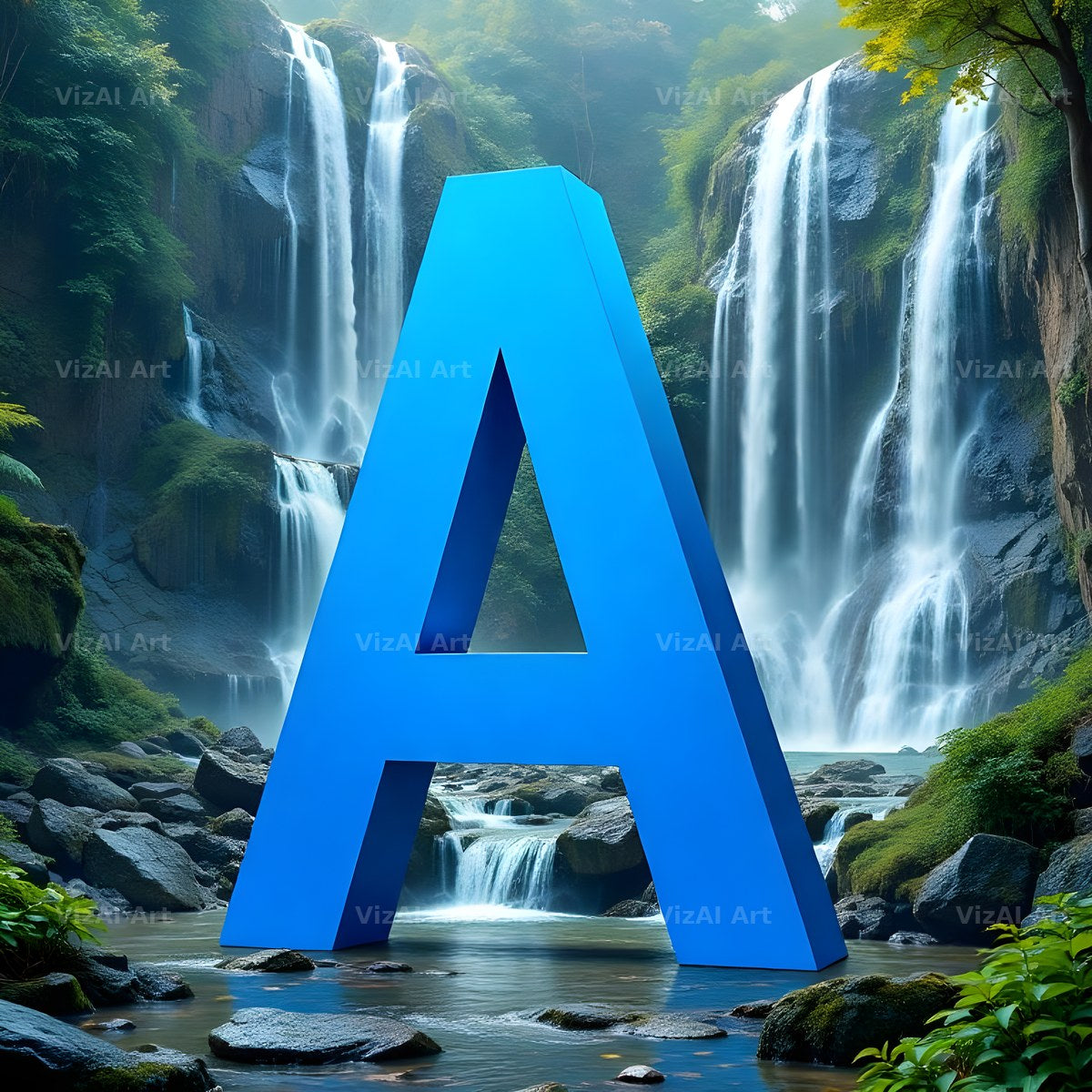 Tropical Waterfall alphabet letter A