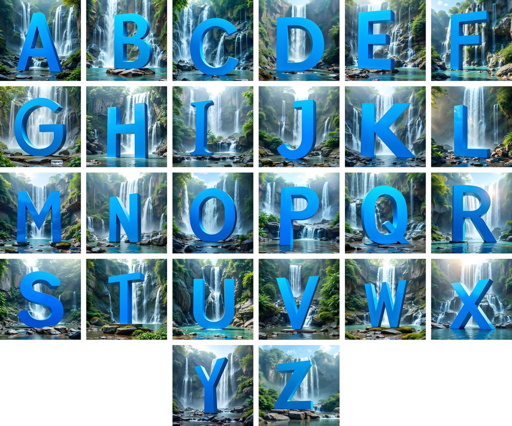 Tropical Waterfall alphabet — all 26 letters