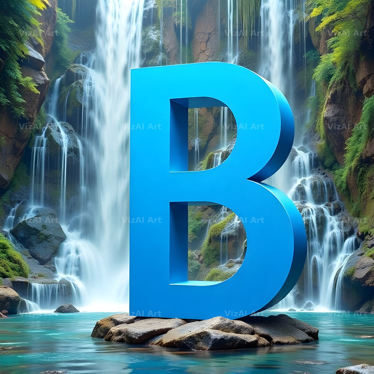 Tropical Waterfall alphabet letter B