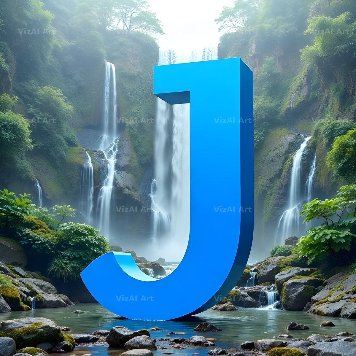 Tropical Waterfall alphabet letter J