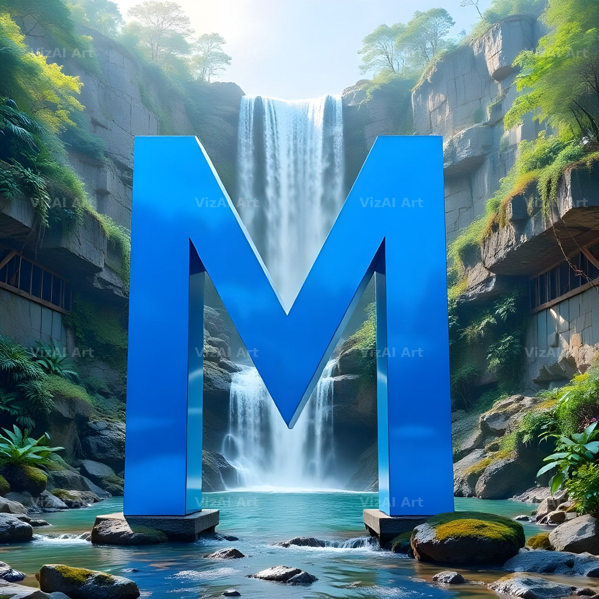 Tropical Waterfall alphabet letter M