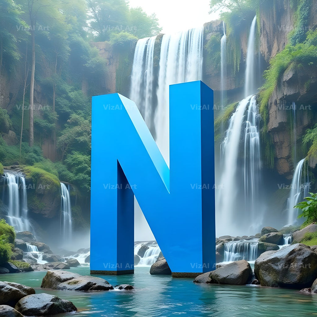 Tropical Waterfall alphabet letter N